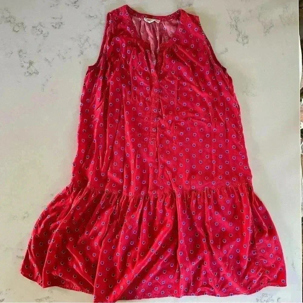 Beach Lunch Lounge Collection Dress Red Blue Apples Size S- B10